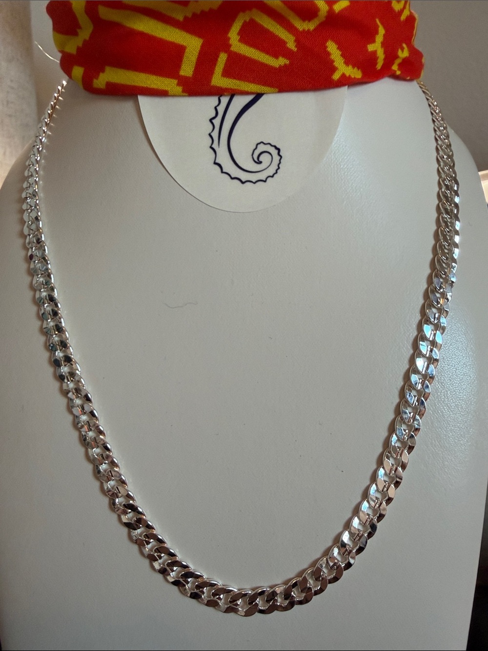 Polished Silver 925 Cuban Link Necklace - 6mm thick/ 50cm-about 20inches